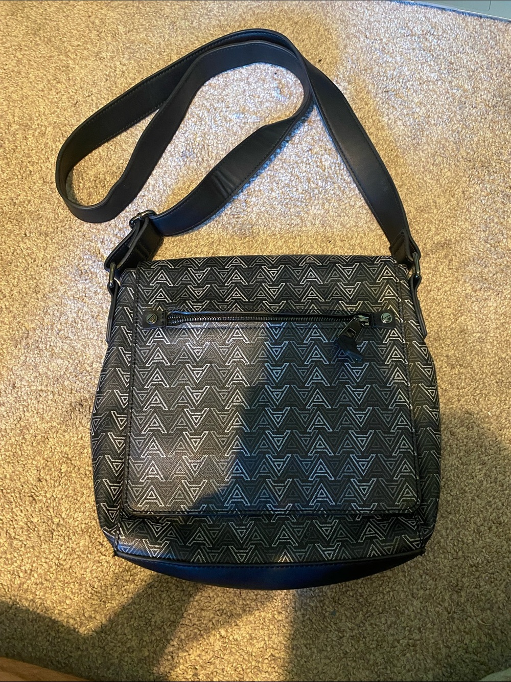 Black Patterned Crossbody Shoulder Bag